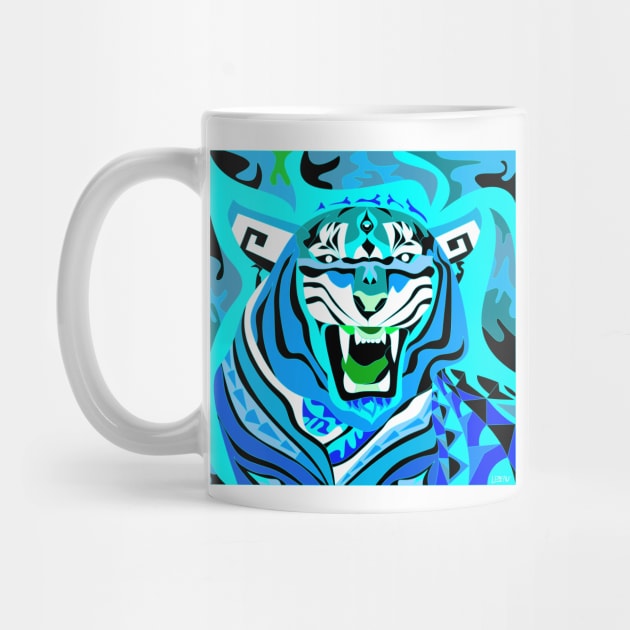 bengal tiger in ecopop art in zentangle of colors by jorge_lebeau